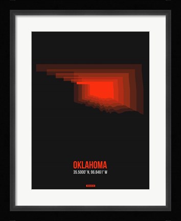 Framed Oklahoma Radiant Map 5 Print