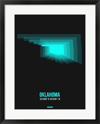 Framed Oklahoma Radiant Map 6 Print