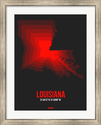 Framed Louisiana Radiant Map 4 Print