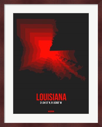 Framed Louisiana Radiant Map 4 Print
