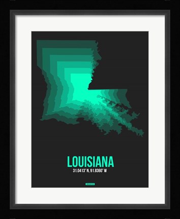 Framed Louisiana Radiant Map 6 Print