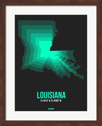 Framed Louisiana Radiant Map 6 Print