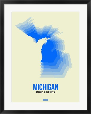 Framed Michigan Radiant Map 1 Print