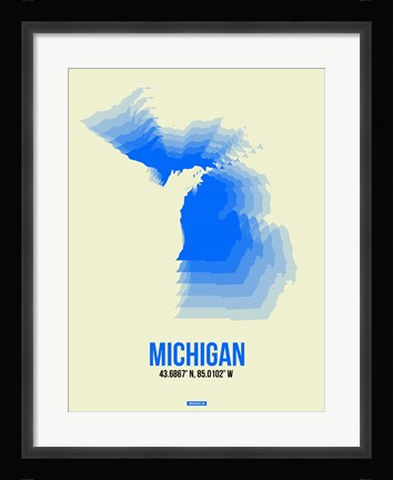 Framed Michigan Radiant Map 1 Print
