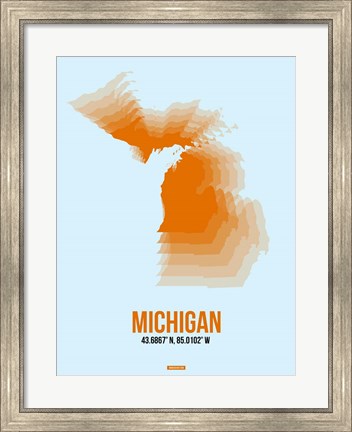 Framed Michigan Radiant Map 2 Print