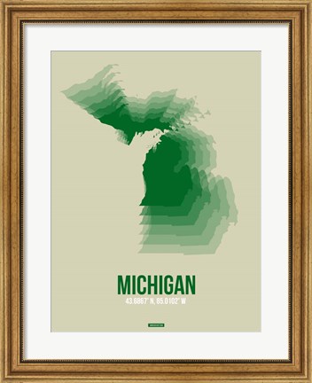 Framed Michigan Radiant Map 3 Print