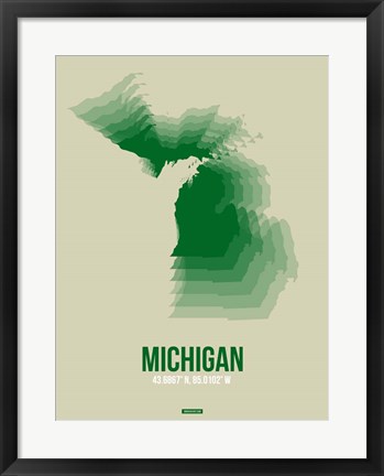 Framed Michigan Radiant Map 3 Print