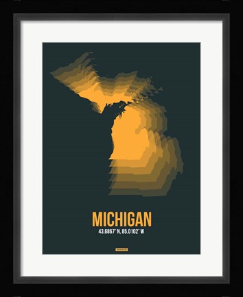 Framed Michigan Radiant Map 4 Print