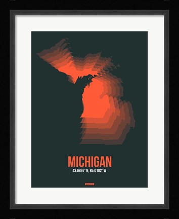 Framed Michigan Radiant Map 5 Print