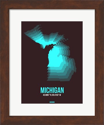 Framed Michigan Radiant Map 6 Print
