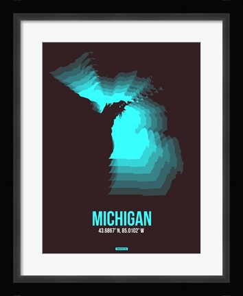 Framed Michigan Radiant Map 6 Print