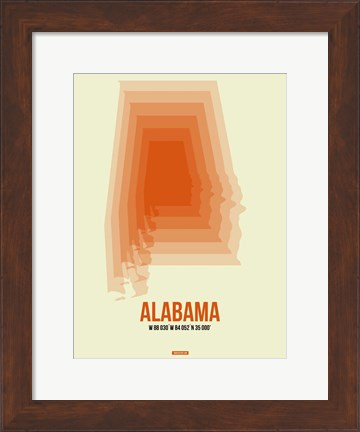 Framed Alabama Radiant Map 1 Print
