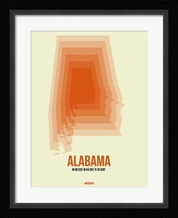 Framed Alabama Radiant Map 1 Print