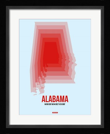 Framed Alabama Radiant Map 2 Print