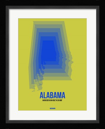 Framed Alabama Radiant Map 3 Print