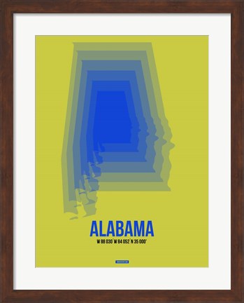 Framed Alabama Radiant Map 3 Print