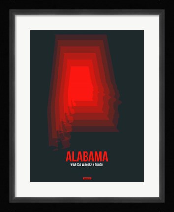 Framed Alabama Radiant Map 4 Print