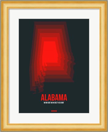 Framed Alabama Radiant Map 4 Print