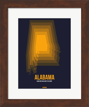 Framed Alabama Radiant Map 5 Print