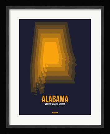 Framed Alabama Radiant Map 5 Print
