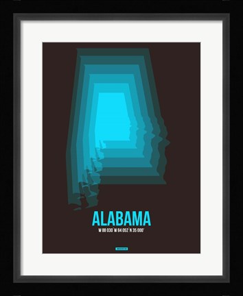 Framed Alabama Radiant Map 6 Print