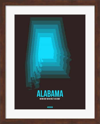 Framed Alabama Radiant Map 6 Print