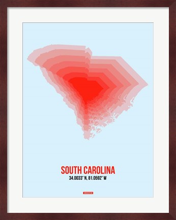 Framed South Carolina Radiant Map 1 Print