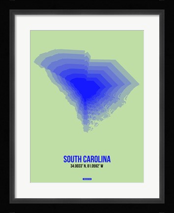 Framed South Carolina Radiant Map 2 Print