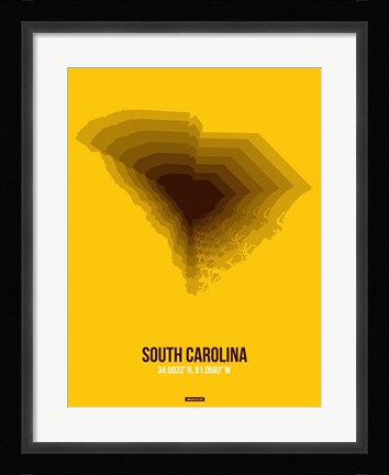 Framed South Carolina Radiant Map 3 Print