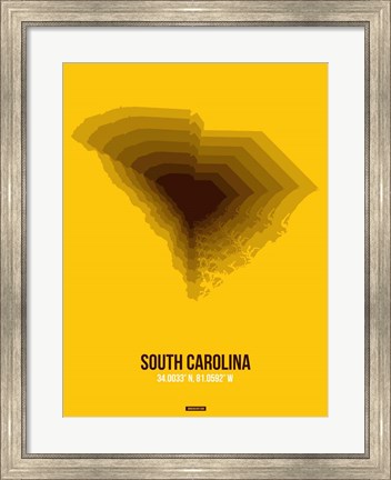Framed South Carolina Radiant Map 3 Print