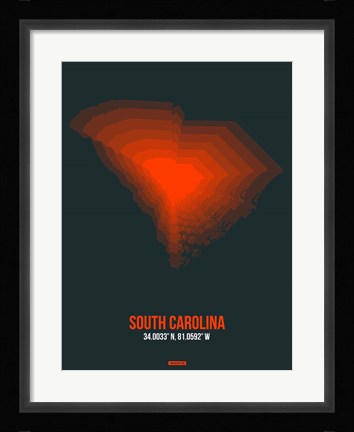 Framed South Carolina Radiant Map 4 Print