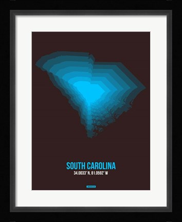 Framed South Carolina Radiant Map 5 Print