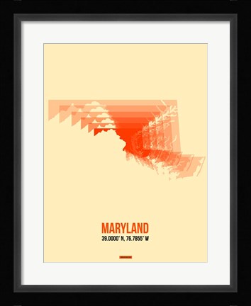 Framed Maryland Radiant Map 1 Print