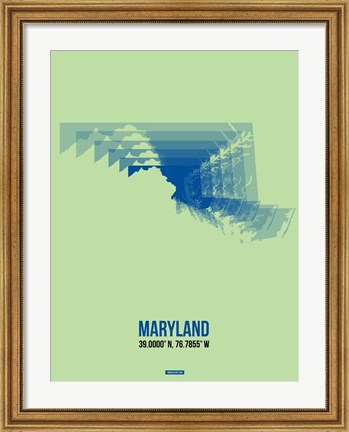 Framed Maryland Radiant Map 2 Print