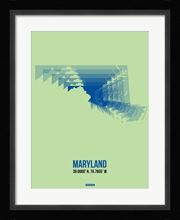 Framed Maryland Radiant Map 2 Print