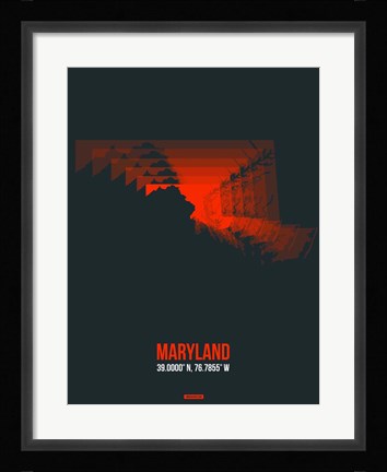 Framed Maryland Radiant Map 5 Print