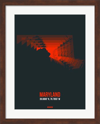Framed Maryland Radiant Map 5 Print