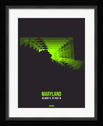 Framed Maryland Radiant Map 6 Print