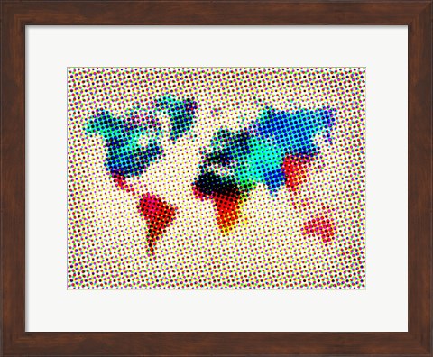 Framed Dotted World Map 1 Print