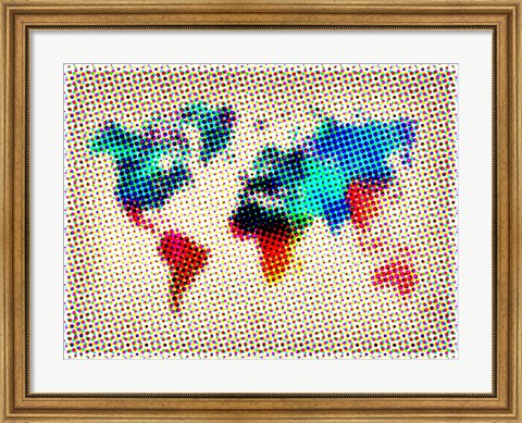 Framed Dotted World Map 1 Print