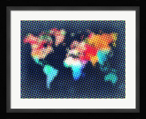 Framed Dotted World Map 2 Print