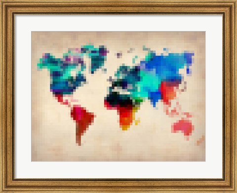 Framed Pixelated World Map Print