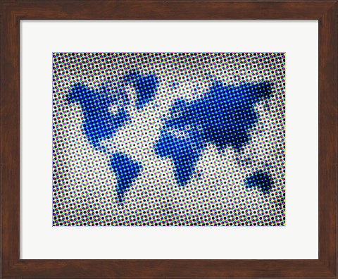 Framed Dotted World Map 3 Print