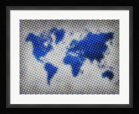Framed Dotted World Map 3 Print