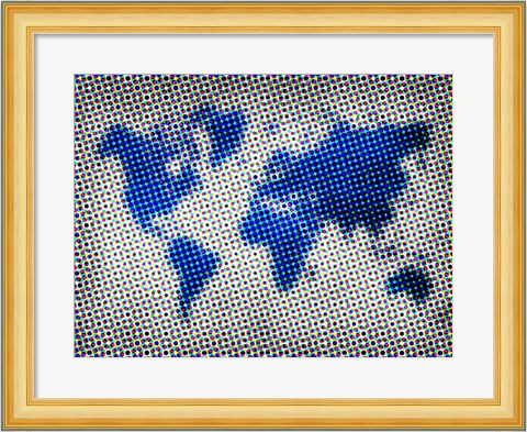 Framed Dotted World Map 3 Print
