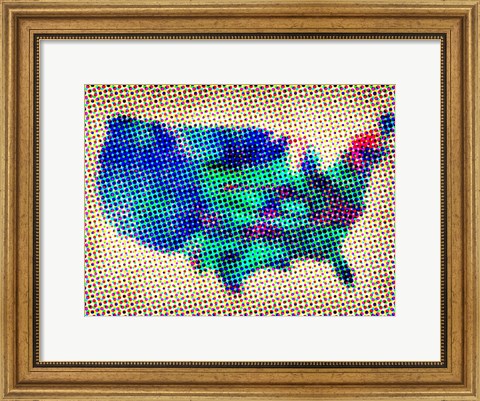 Framed Dotted Map of the USA Print