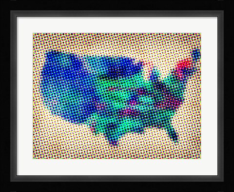 Framed Dotted Map of the USA Print