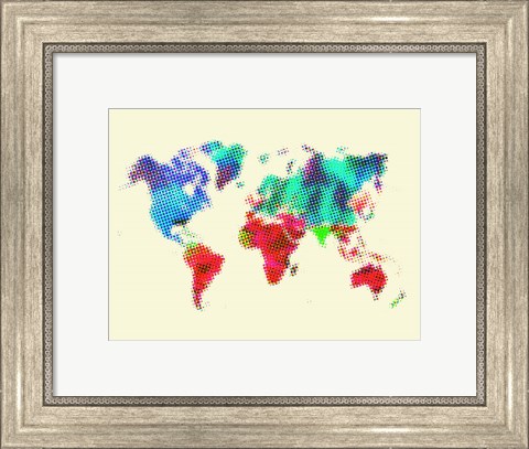Framed Dotted World Map 4 Print