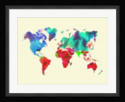 Framed Dotted World Map 4 Print