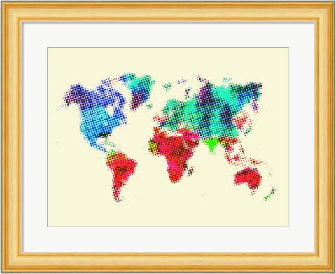 Framed Dotted World Map 4 Print